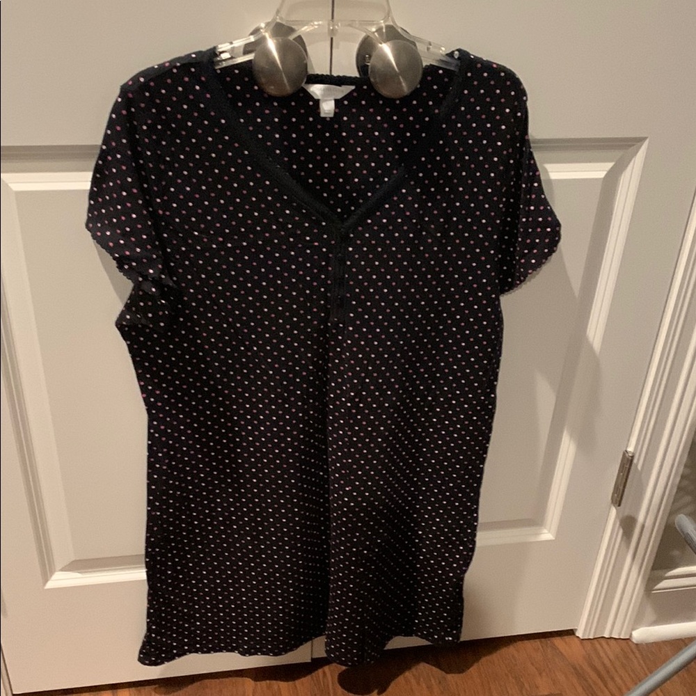 Charter Club Black with red & white polka dots nightshirt